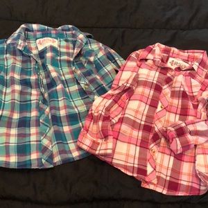 Girls plaid button up shirts!